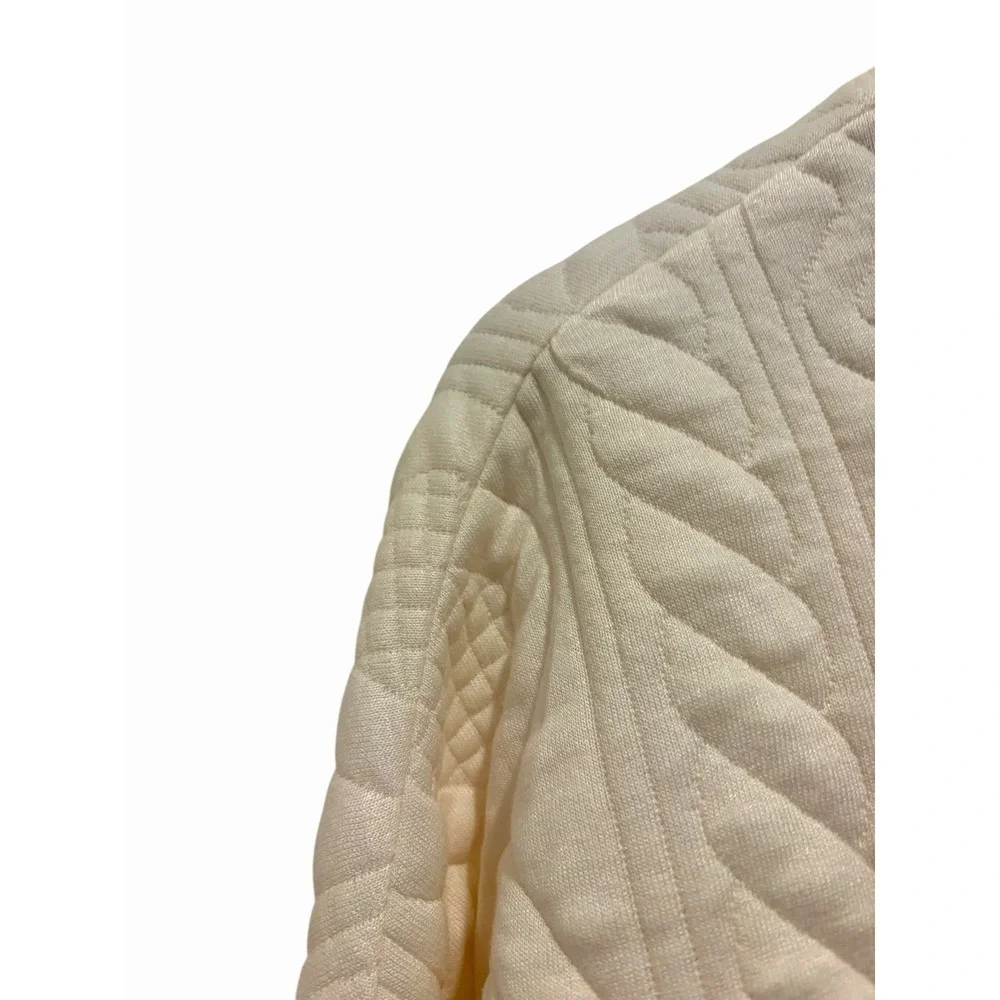 Lou & Grey Quilted Sweatshirt Dress Large Ivory Cream Cozy Lounge Pullover